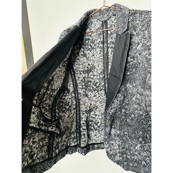 BADGLEY MISCHKA Grey Black Printed Floral 100% Cotton Fitted Charlie Blazer XL - Picture 8 of 12